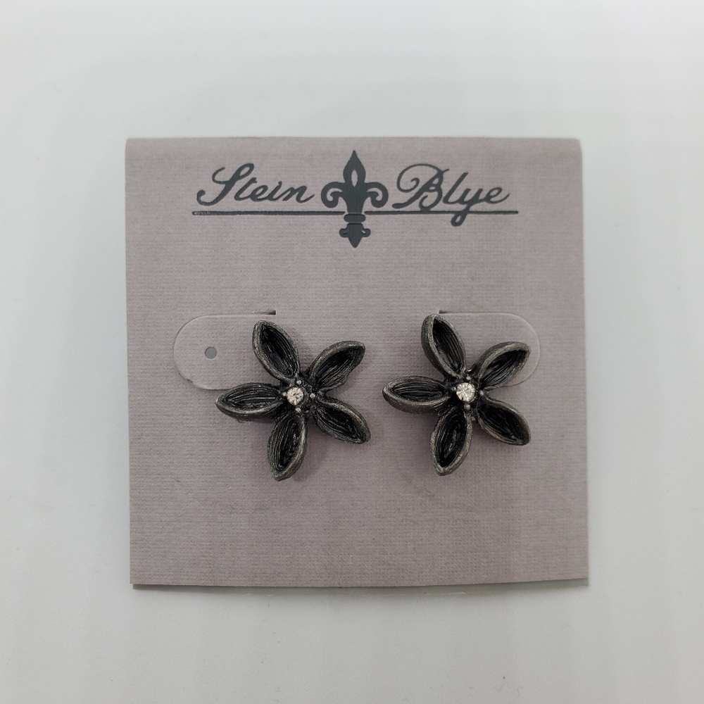Stein Blye Brushed Silver Flower Earrings